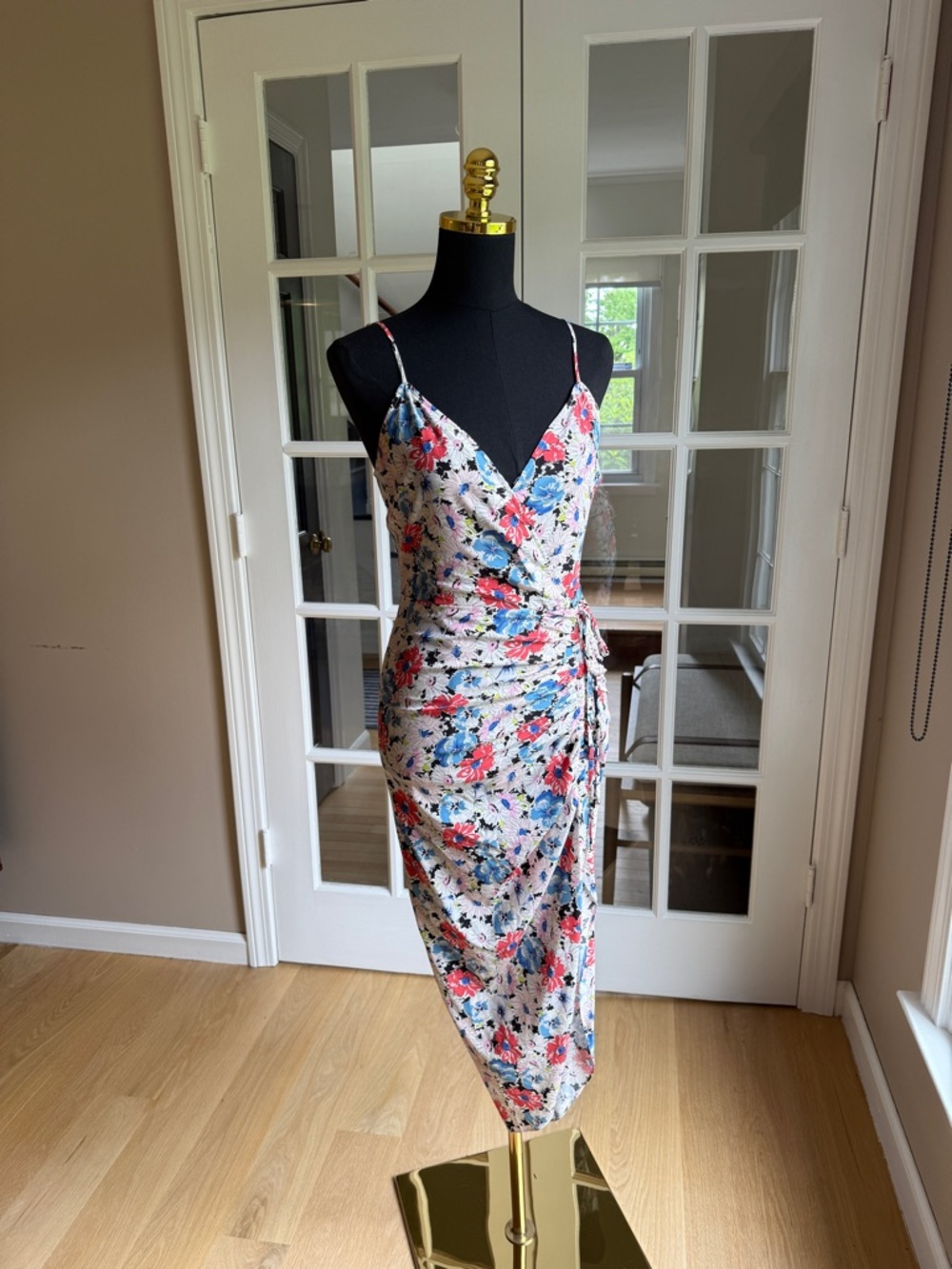 Veronica Beard Floral Ruched Wrap Midi Dress Size 2